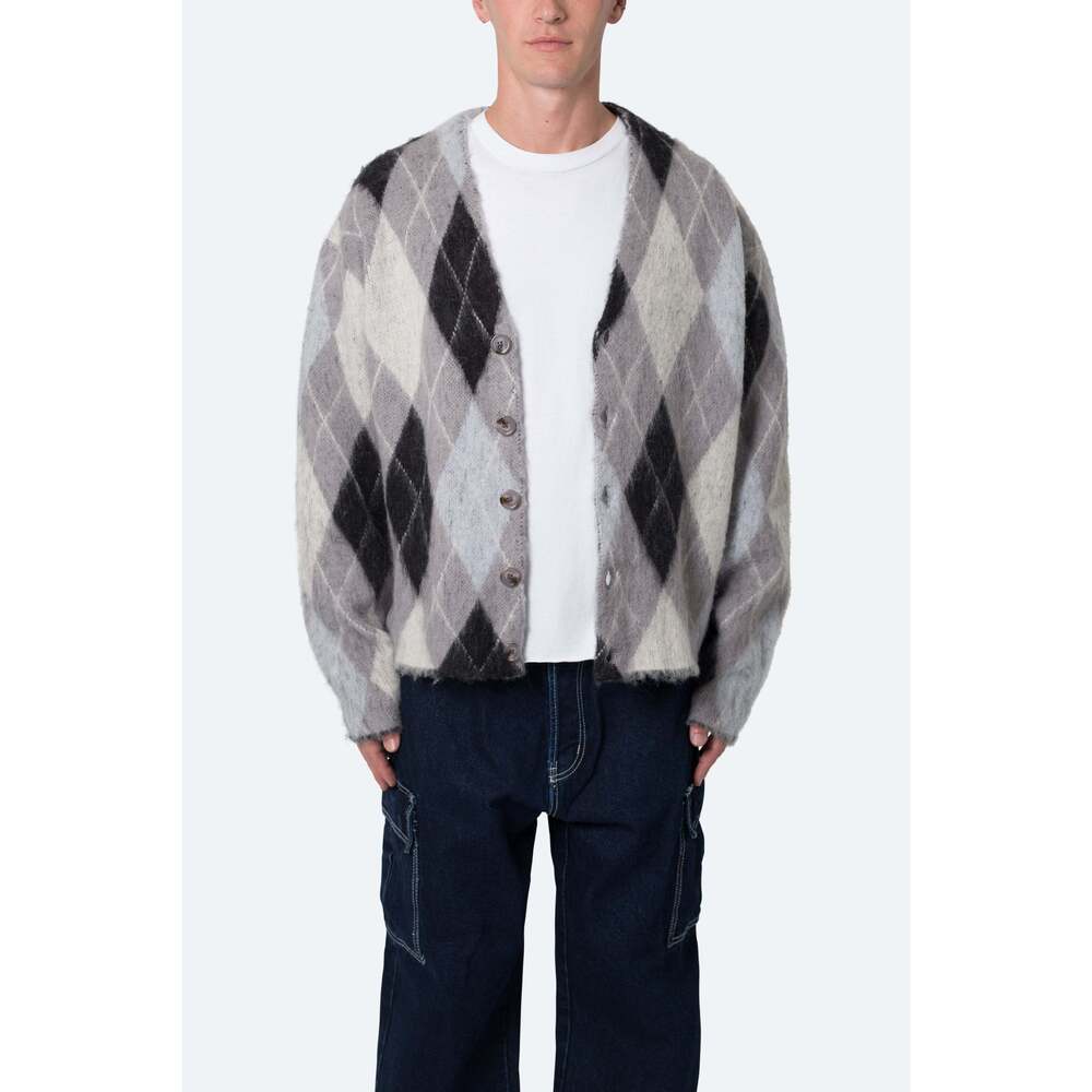 mnml Mohair Cardigan Sweater - Black/White Size LBlack/White / L